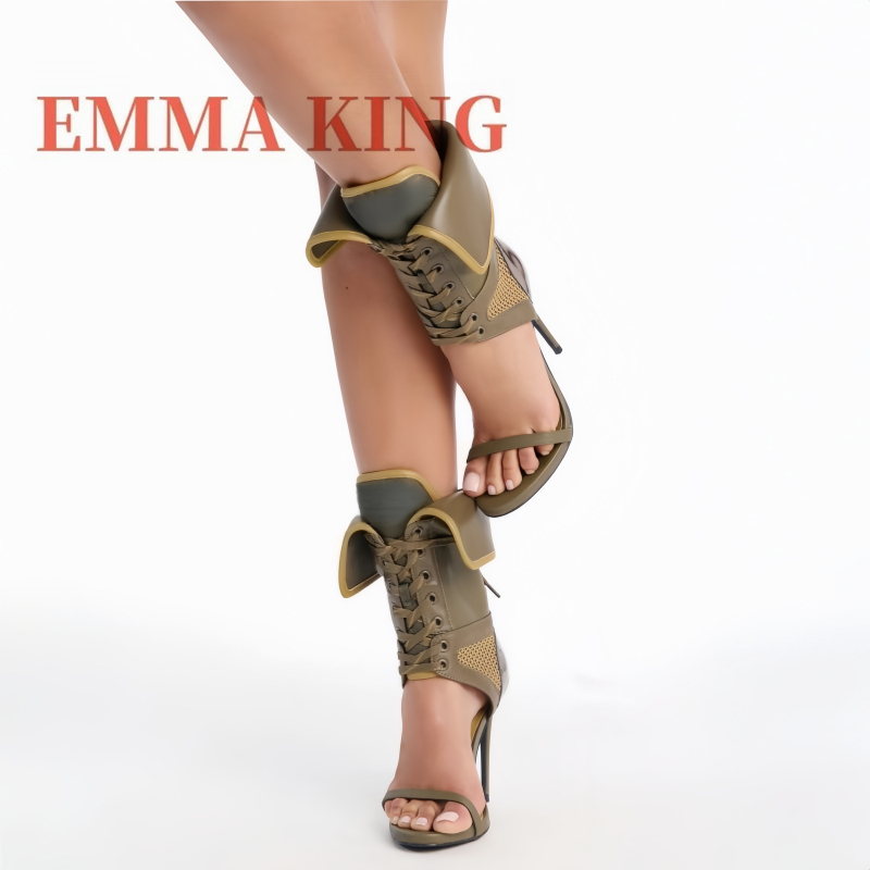 Women'S Fashion Boots - صنادل نسائية خضراء قابلة للطي تصل
