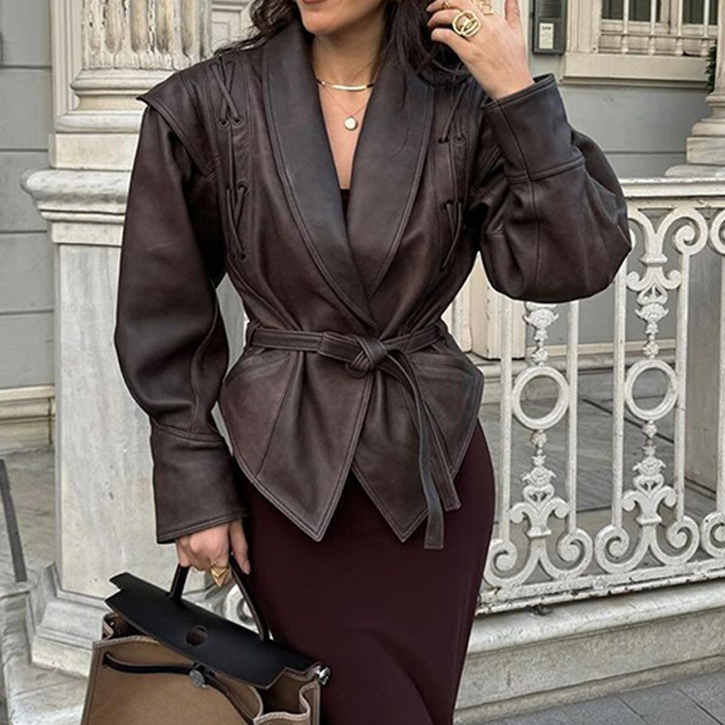 Women'S Fashion Quilted Jacket - سترة جلدية نسائية للخريف بتصميم عصري