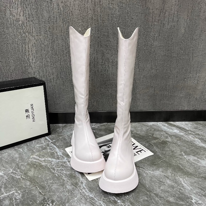 Women'S Fashion Boots 2025 - أحذية نسائية جديدة بسيطة بلون واحد