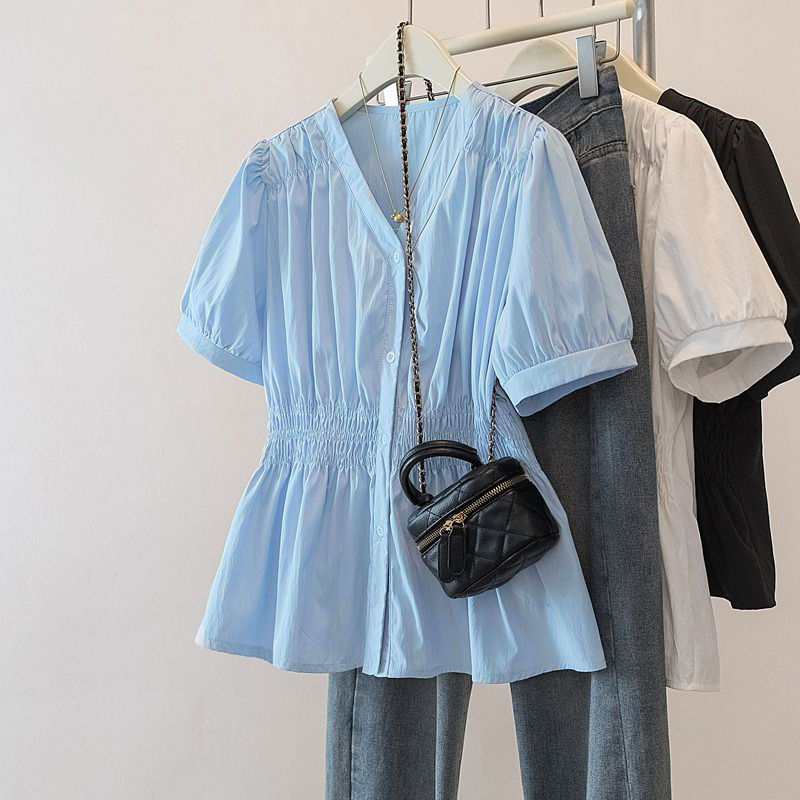 Puff Sleeve Blouse - قميص وبلوزة نسائية بمقاسات كبيرة (200