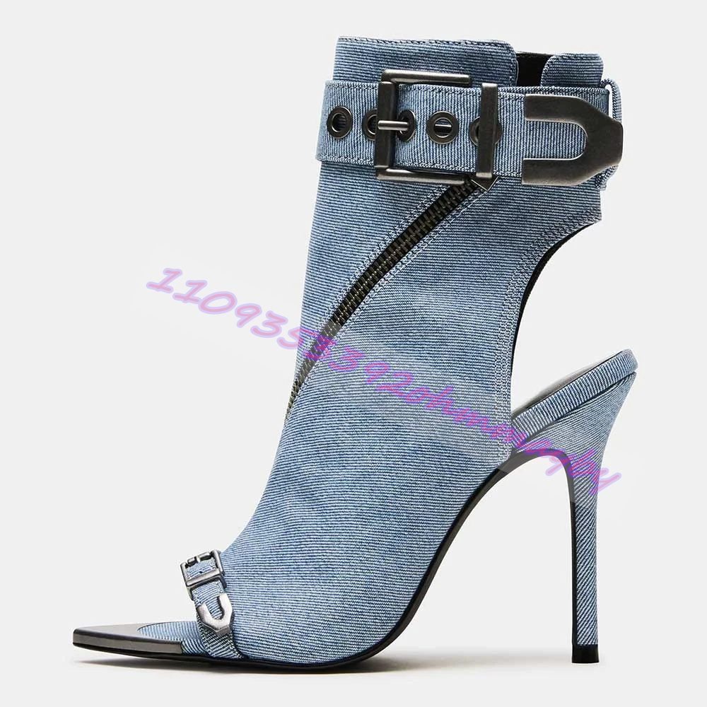 Women'S Fashion Boots - أحذية نسائية صيفية من الدنيم الأزرق