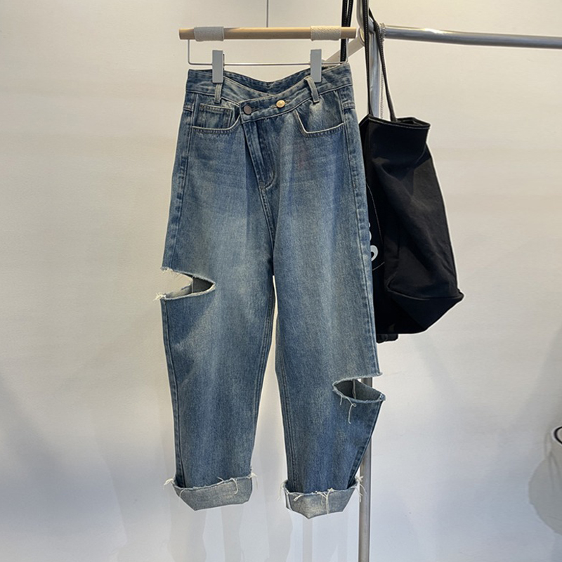 Women'S Fashion Trousers - الصيف النساء ممزق الجينز عالية الخصر