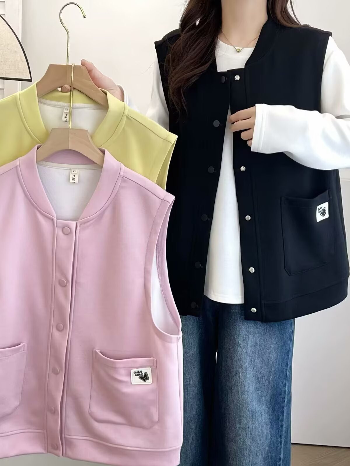 Women'S Fashion Labels - سترة بدون أكمام بقصة فضفاضة وياقة