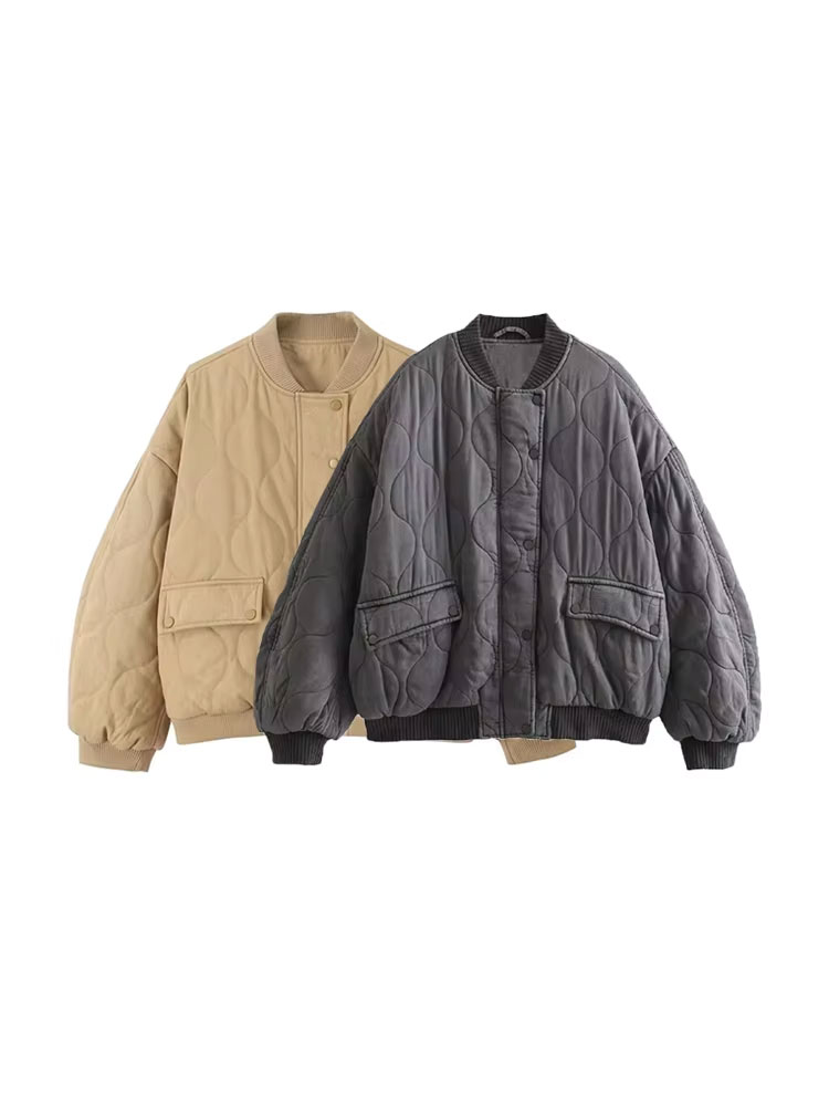 Women'S Fashion Quilted Jacket - سترات نسائية عصرية كبيرة الحجم مبطنة