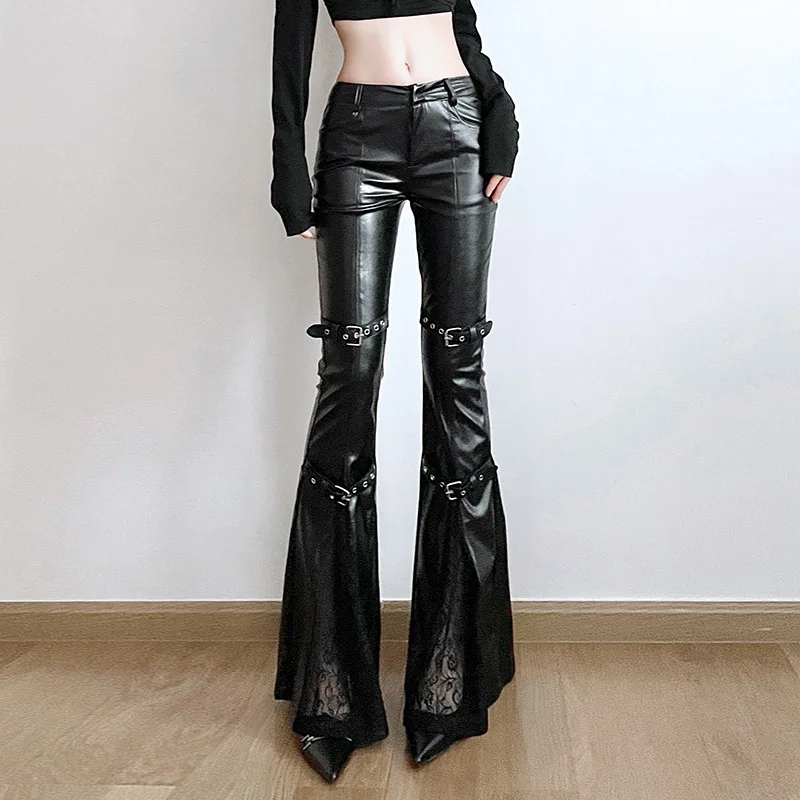 Women'S Fashion Trousers - بنطال نسائي من جلد البولي يوريثان،