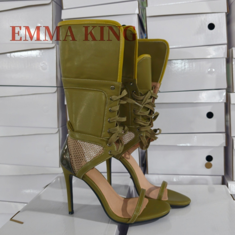 صنادل نسائية خضراء قابلة للطي  - مراجعة Women'S Fashion Boots وسعره