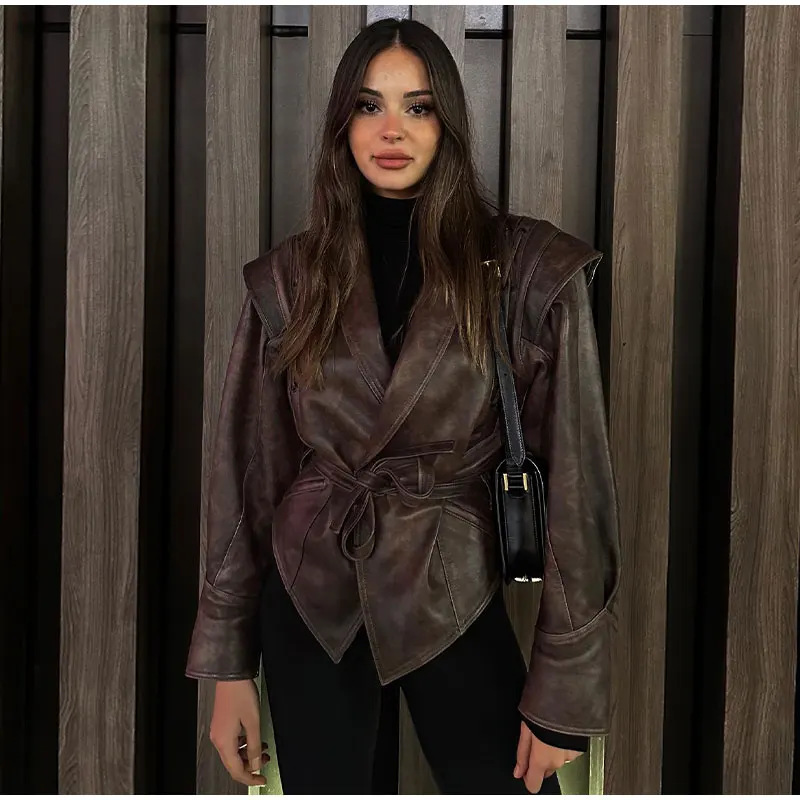 سترة جلدية نسائية للخريف بتصمي - مراجعة Women'S Fashion Quilted Jacket وسعره