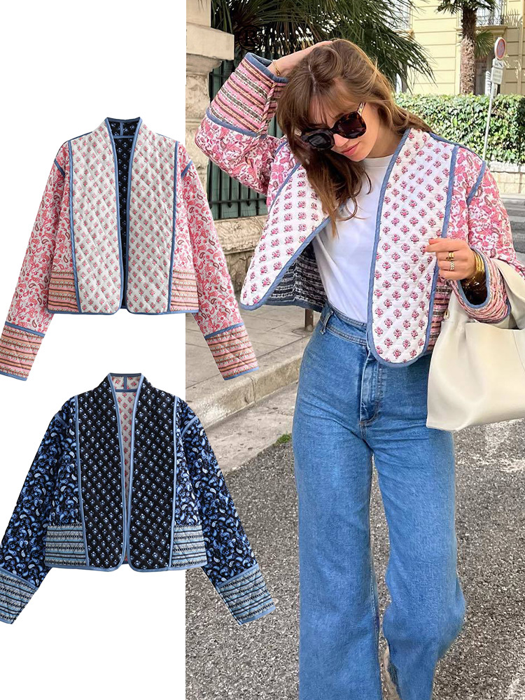 سترة نسائية مبطنة بالزهور قابل - مراجعة Women'S Fashion Quilted Jacket وسعره