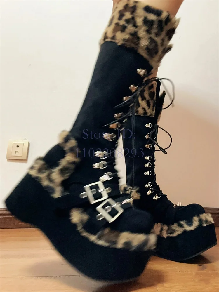 ليوبارد الفراء حذاء برقبة للرك - مراجعة Women'S Fashion Boots 2025 وسعره