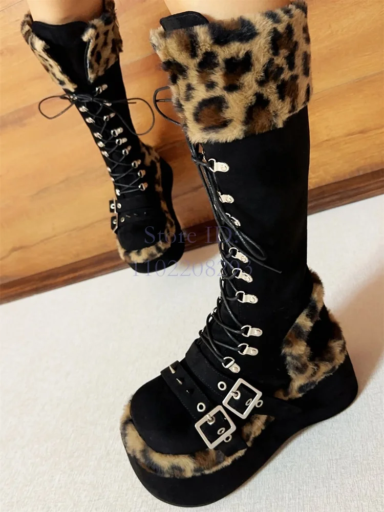 ليوبارد الفراء حذاء برقبة للرك - مراجعة Women'S Fashion Boots 2025 وسعره