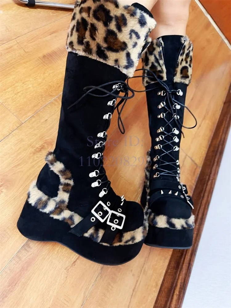 ليوبارد الفراء حذاء برقبة للرك - مراجعة Women'S Fashion Boots 2025 وسعره