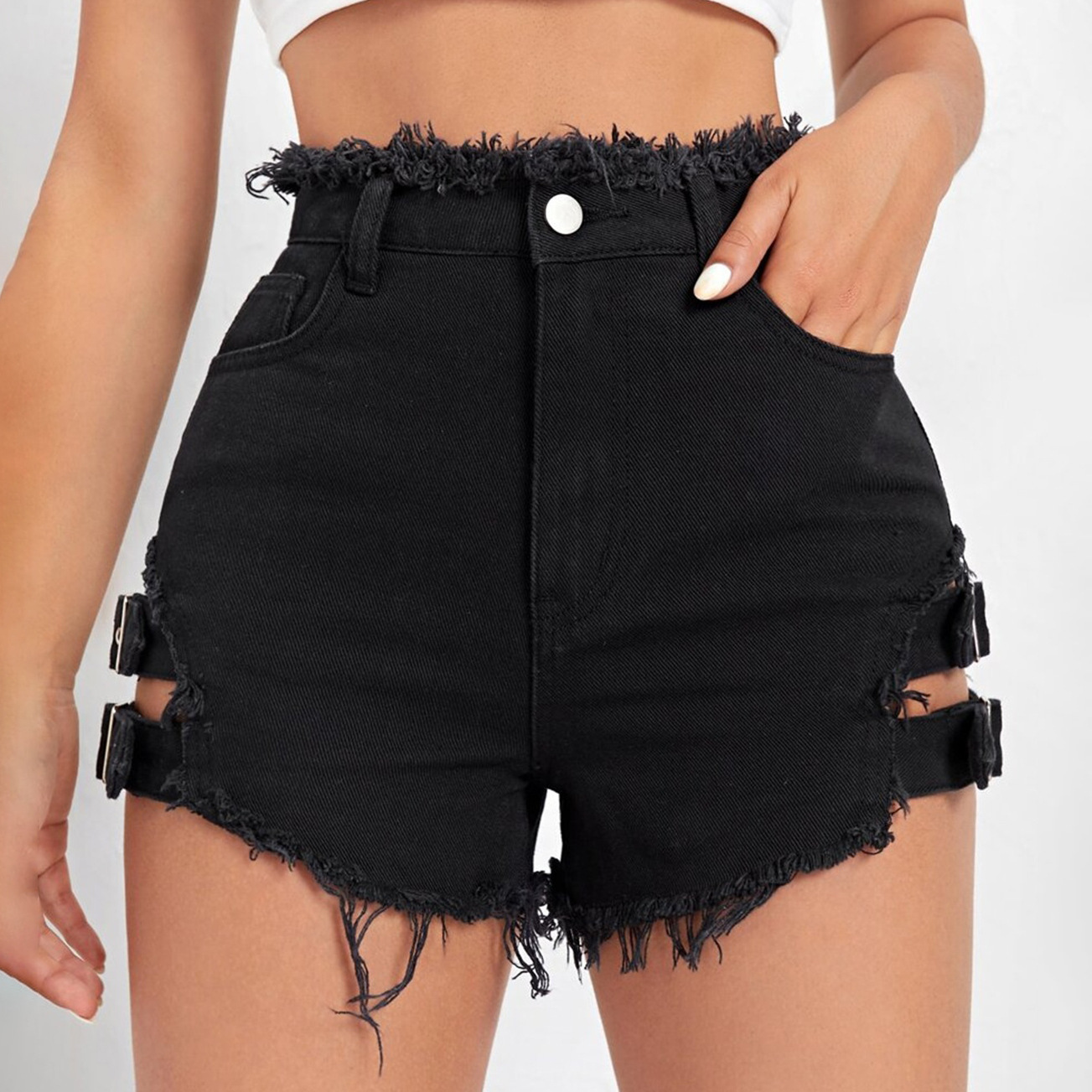 شورت جينز نسائي بخصر عالٍ، بحا - مراجعة Women'S Fashion Trousers وسعره
