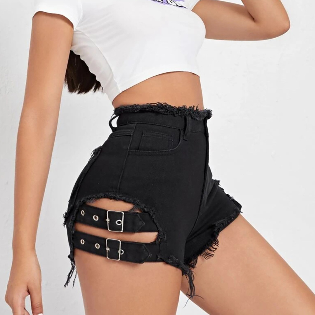 شورت جينز نسائي بخصر عالٍ، بحا - مراجعة Women'S Fashion Trousers وسعره
