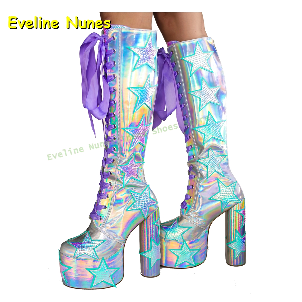 نجمة طباعة متعدد الألوان منصة  - مراجعة Women'S Fashion Boots 2025 وسعره